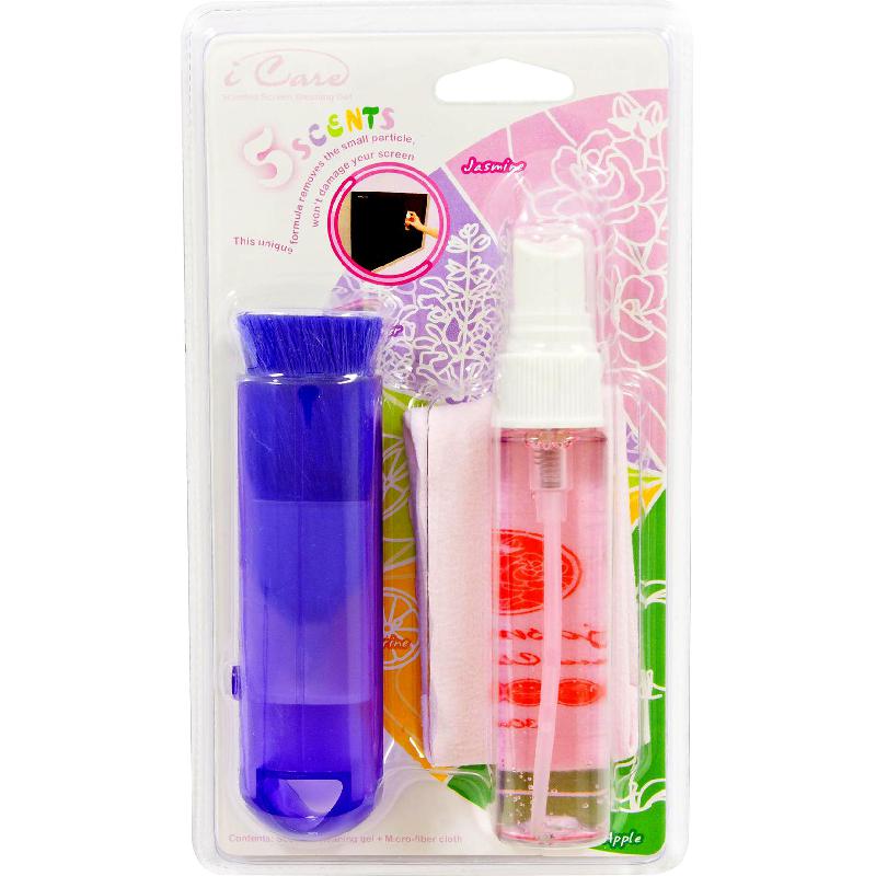 E-Century 5Scents Jasmine Fragrance Gel;Microfibre Cloth;Brush Multipurpose Cleaning Kit, 150 X 180 mm Cloth, Pink/White/Blue