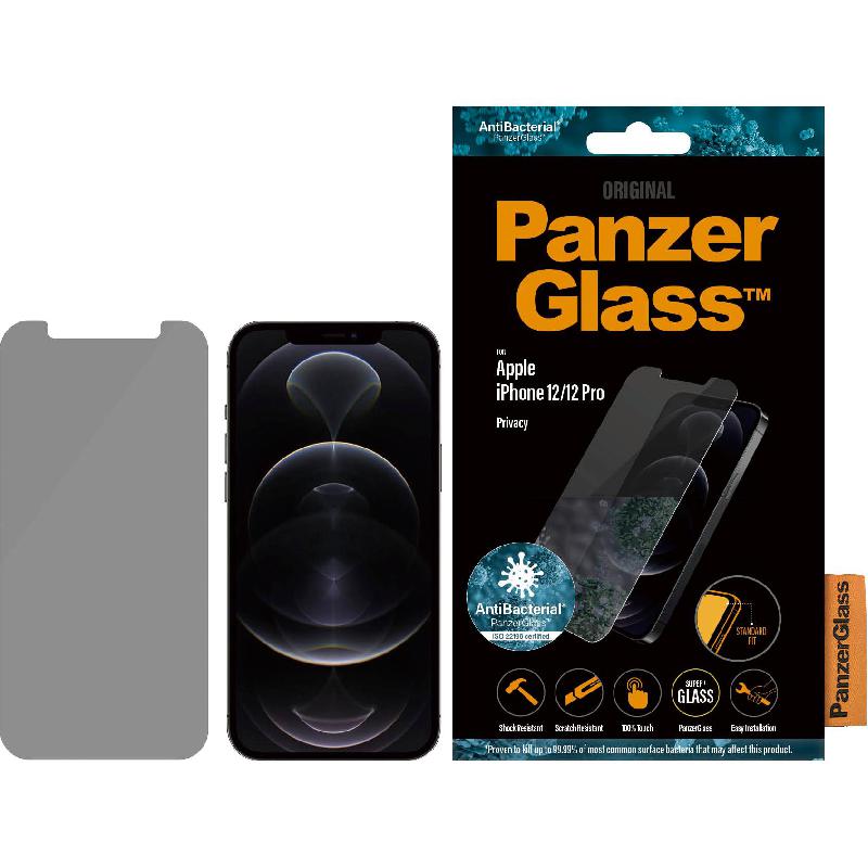 PanzerGlass Privacy Antibacterial Smartphone Screen Protector, Tempered Glass, Standard Fit, for iPhone 12/iPhone 12 Pro — 3