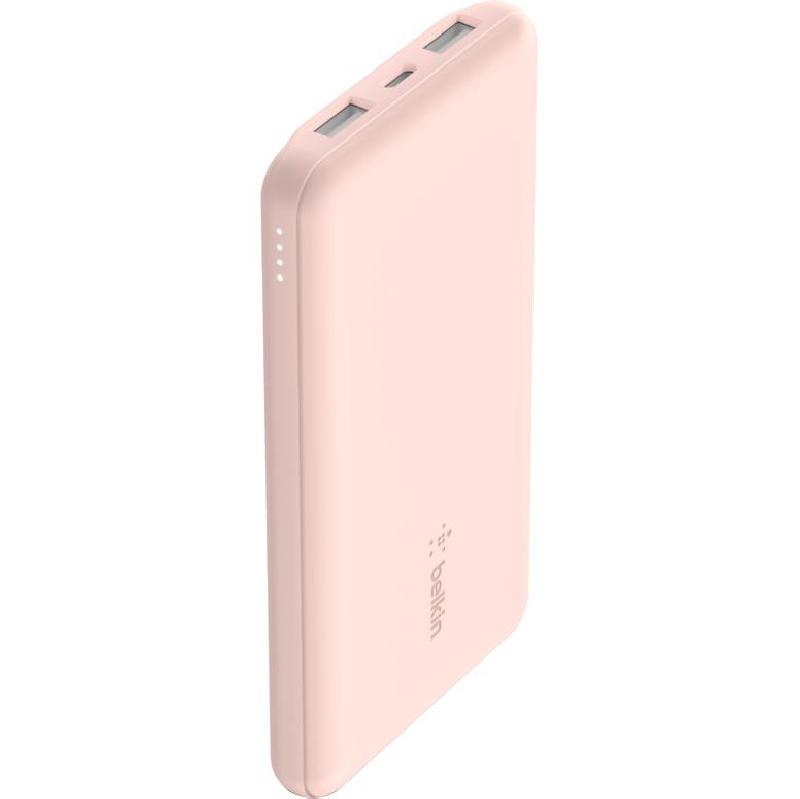 Belkin BoostCharge 10K Power Bank (Multi-port), Fast Battery Charging, 10000 mAh, 3 USB (2X USB/1X USB-C), Rose Gold