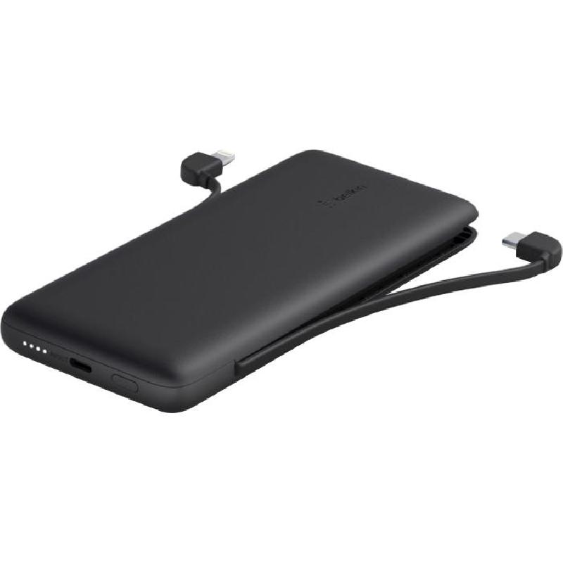 Belkin BoostCharge Plus 10K USB-C Power Bank with Integrated Cables, Fast Battery Charging, 10000 mAh, Single USB-C (I/O Charging), Black
