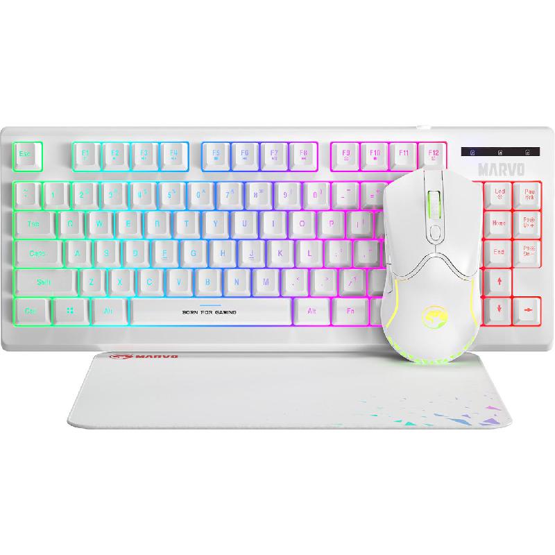 CM310 3-in-1 Gaming Combo Membrane Gaming Desktop (Keyboard and Mouse), Wired, for Gaming Laptop/Gaming Desktop Computer/Gaming CPU, White