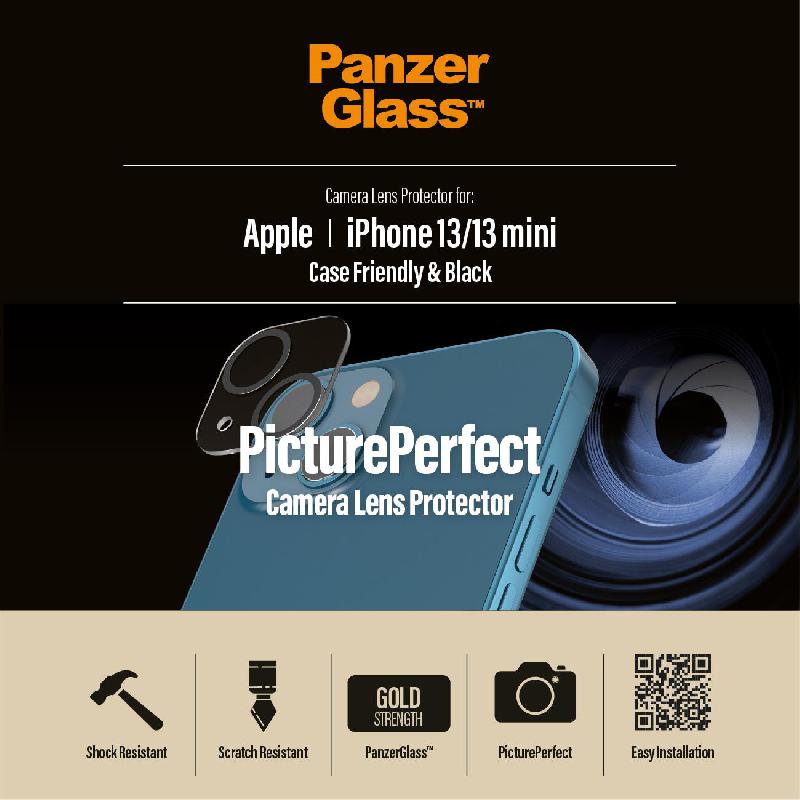 Camera Lens Protector (Full Frame) Smartphone Camera Accessory, for iPhone 13, Black