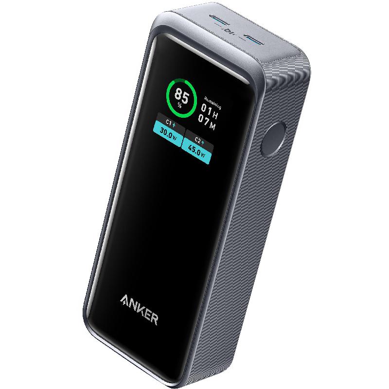 Anker 723 Power Bank, Fast Battery Charging, 12000 mAh, Dual USB-C, Black