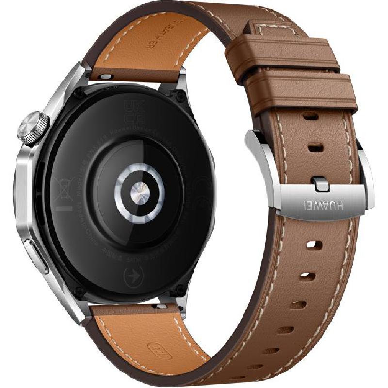 Huawei Watch GT 4 46 Smartwatch, GPS, 1.43", Silver Stainless Steel Case, Brown Leather Strap — 4