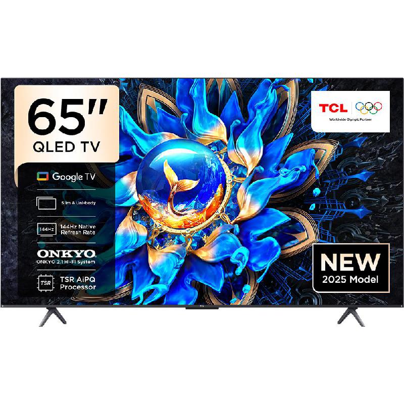 TCL 65" Smart TV, 4K QLED, 120 Hz/144 Hz (VRR), Black, 65T8C