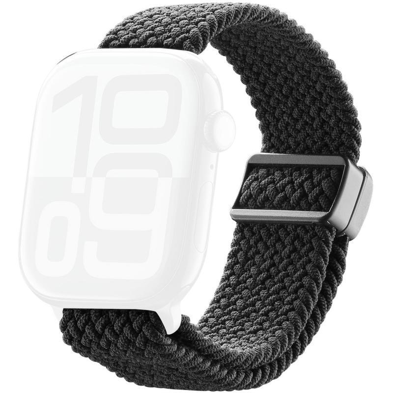 SOFT BAND Wrist Strap, for Apple Watch Series 11 42/Watch Series 10 42/Watch Series 9 41/Watch SE 40, Nylon, Black